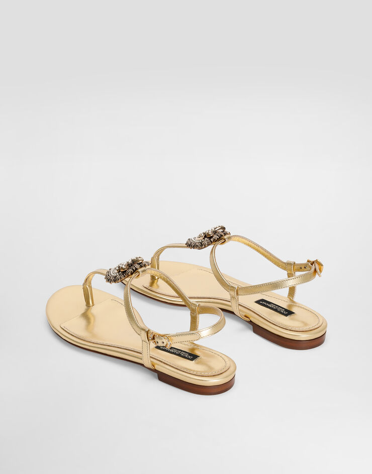 Dolce & Gabbana Nappa leather Devotion thong sandals Gold CQ0353A1016