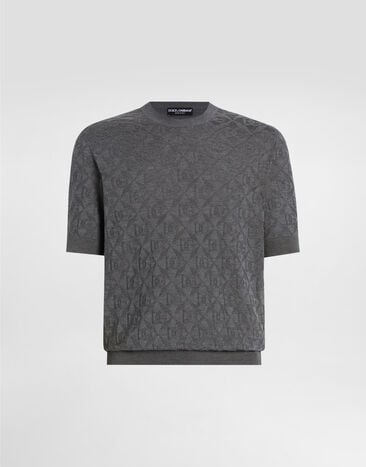 Dolce & Gabbana Jersey de seda con cuello redondo Gris GXX03TJBSM4