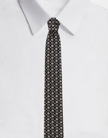 Dolce & Gabbana Krawatte aus Seide DG-Logo Weiss GT147EG0UBU