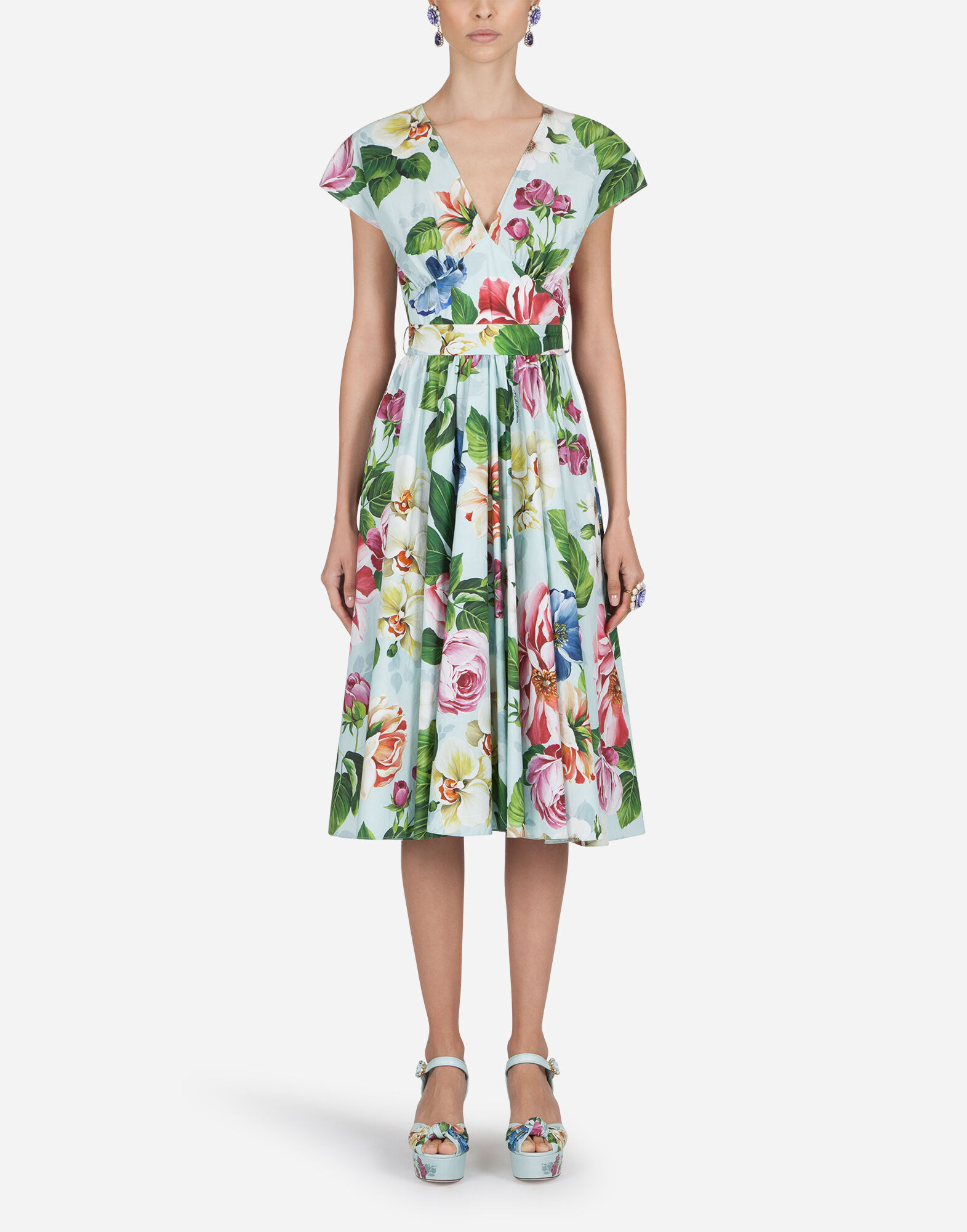 Abito Stampa Fiori Abbigliamento Donna Dolce Gabbana