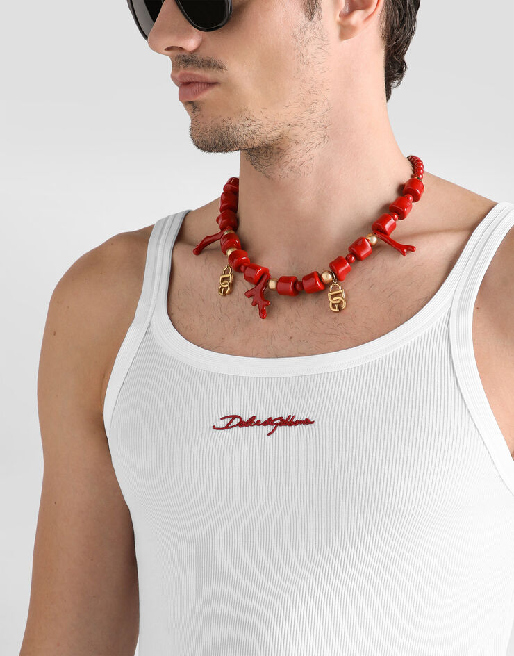 Dolce & Gabbana Cotton tank top with dg embroidery Dolce & Gabbana Cotton tank top with dg embroidery White G8PA8ZG7QNQ