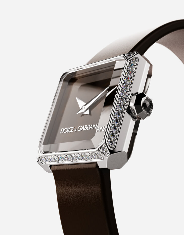 Dolce & Gabbana ساعة صوفيا فولاذ بماس عديم اللون شوكولاتة WWJC2SXCMDT