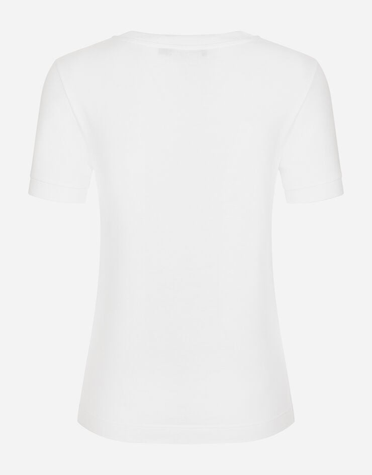 Dolce & Gabbana T-Shirt aus Jersey mit DG-Logopatch Mehrfarbig F8N08ZGDBVX