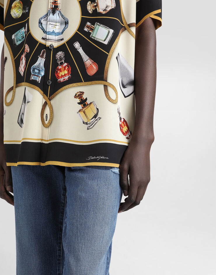 Dolce & Gabbana Silk shirt with perfume print Print G5LG9THI1V3