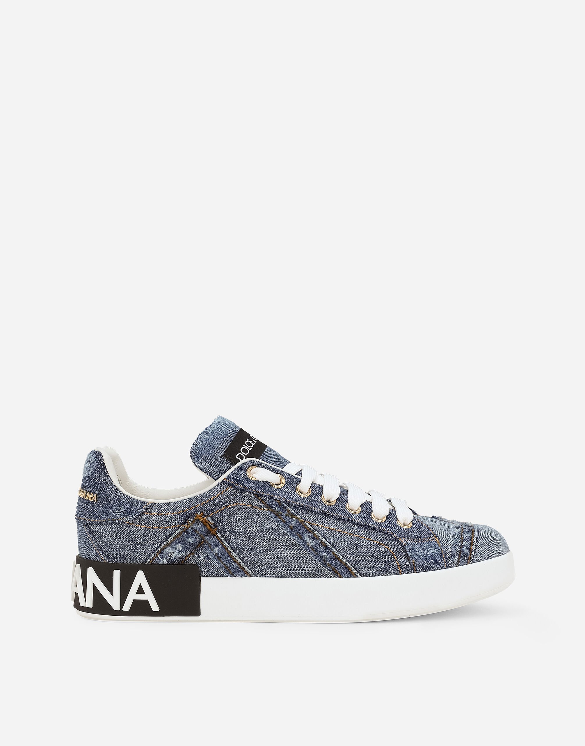 Dolce & Gabbana Calfskin Portofino sneakers with DG logo Blue CQ0436AY329