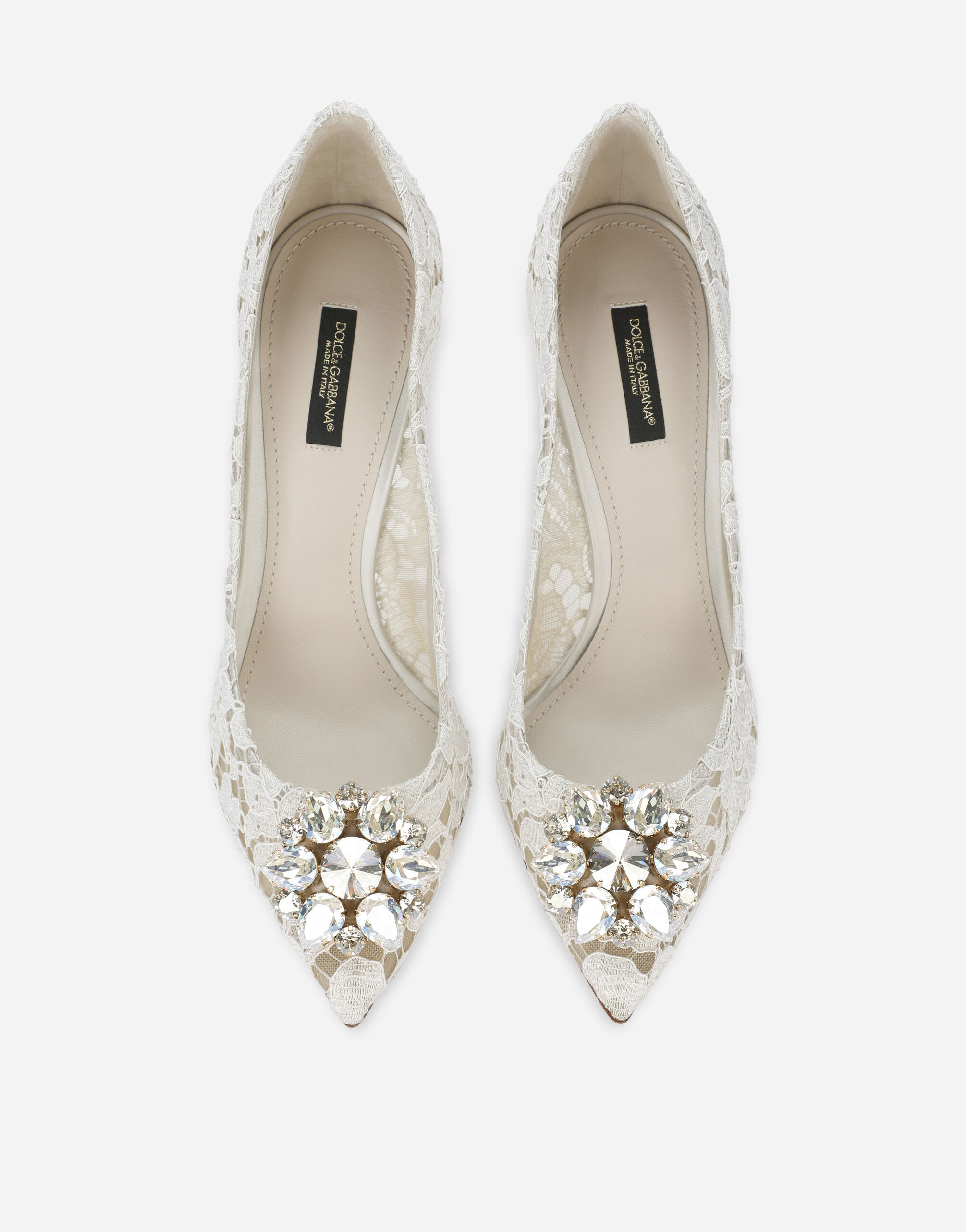 Pump in Taormina lace with crystals in WHITE for for Women