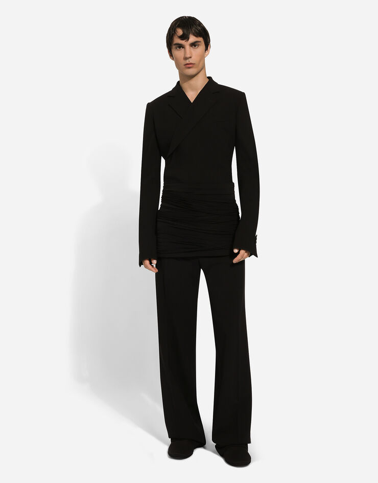 Dolce & Gabbana Облегающий двубортный пиджак из эластичной шерсти черный G2TM9TFUBFY