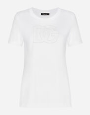 Dolce & Gabbana T-shirt en jersey à écusson logo DG Blanc F8T00ZGDCBT