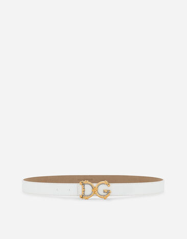 Dolce & Gabbana Calfskin belt with logo Black BE1446AW576