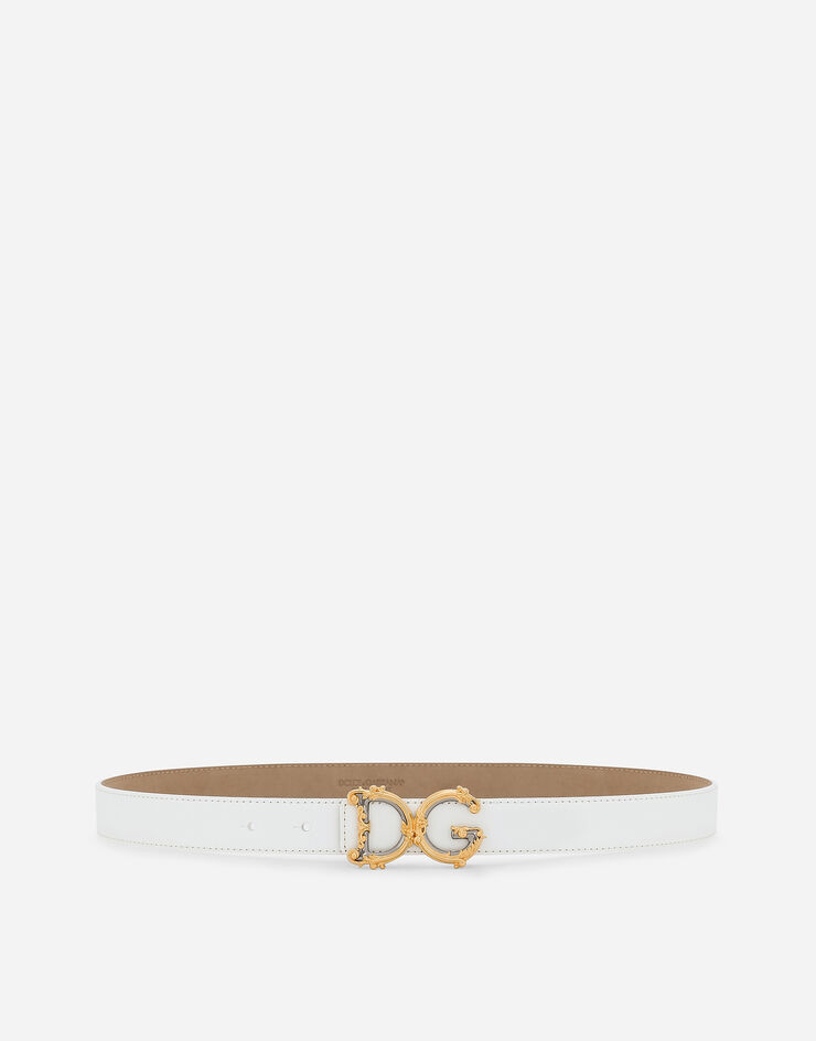 Dolce & Gabbana Calfskin belt with logo Weiss BE1348AZ831