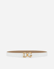 Dolce & Gabbana Calfskin belt with logo White BE1336AZ831