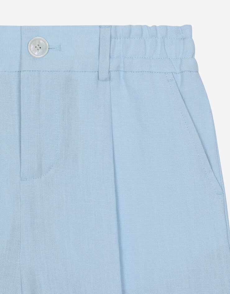 Dolce & Gabbana Linen shorts with Dolce&Gabbana logo Azure L43Q51FU4LH