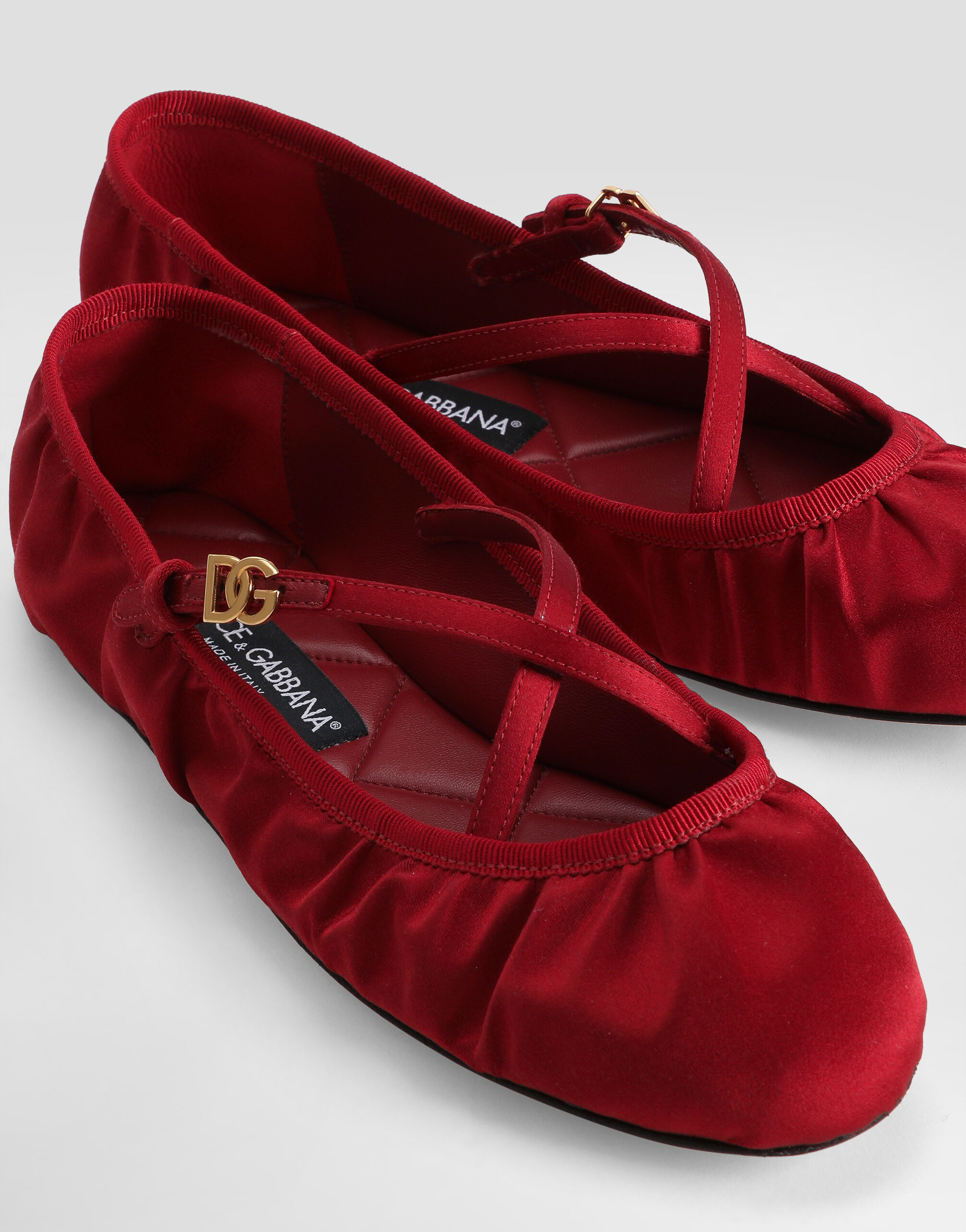 Satin ballet flats in Red for Women | Dolce&Gabbana® US