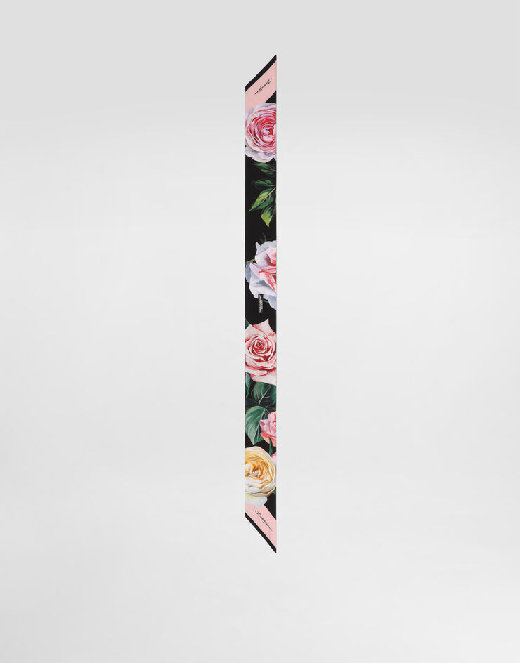 Dolce & Gabbana Bandana de sarga con estampado de peonías y rosas 6 x 100 Imprima FS215AGDCUN