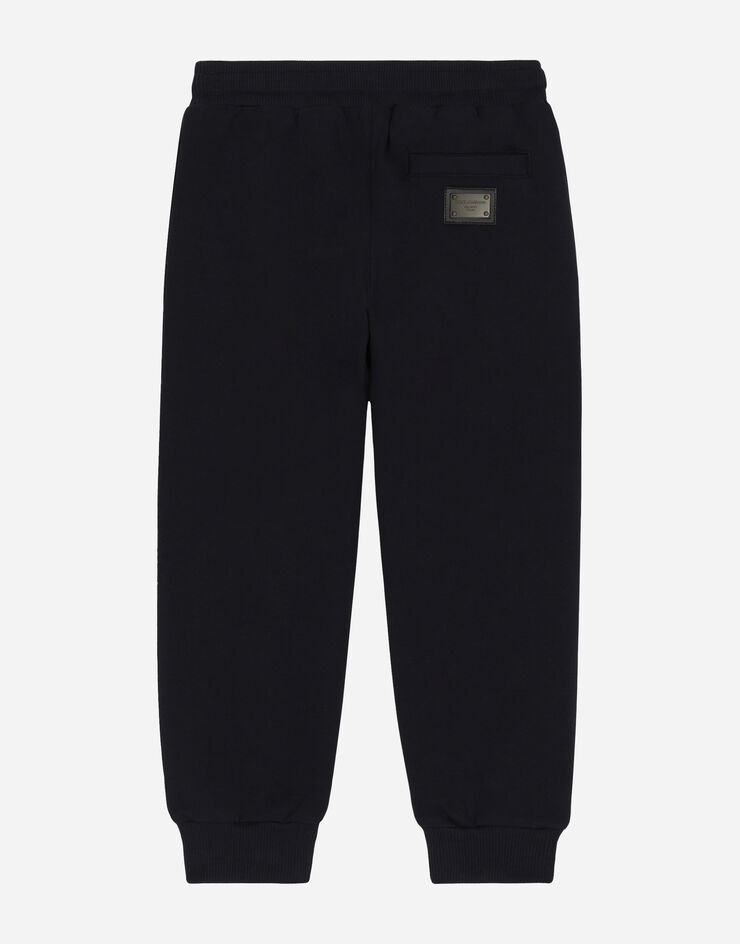 DolceGabbanaSpa Jersey jogging pants with logo tag Blue L4JPT0G7I2P