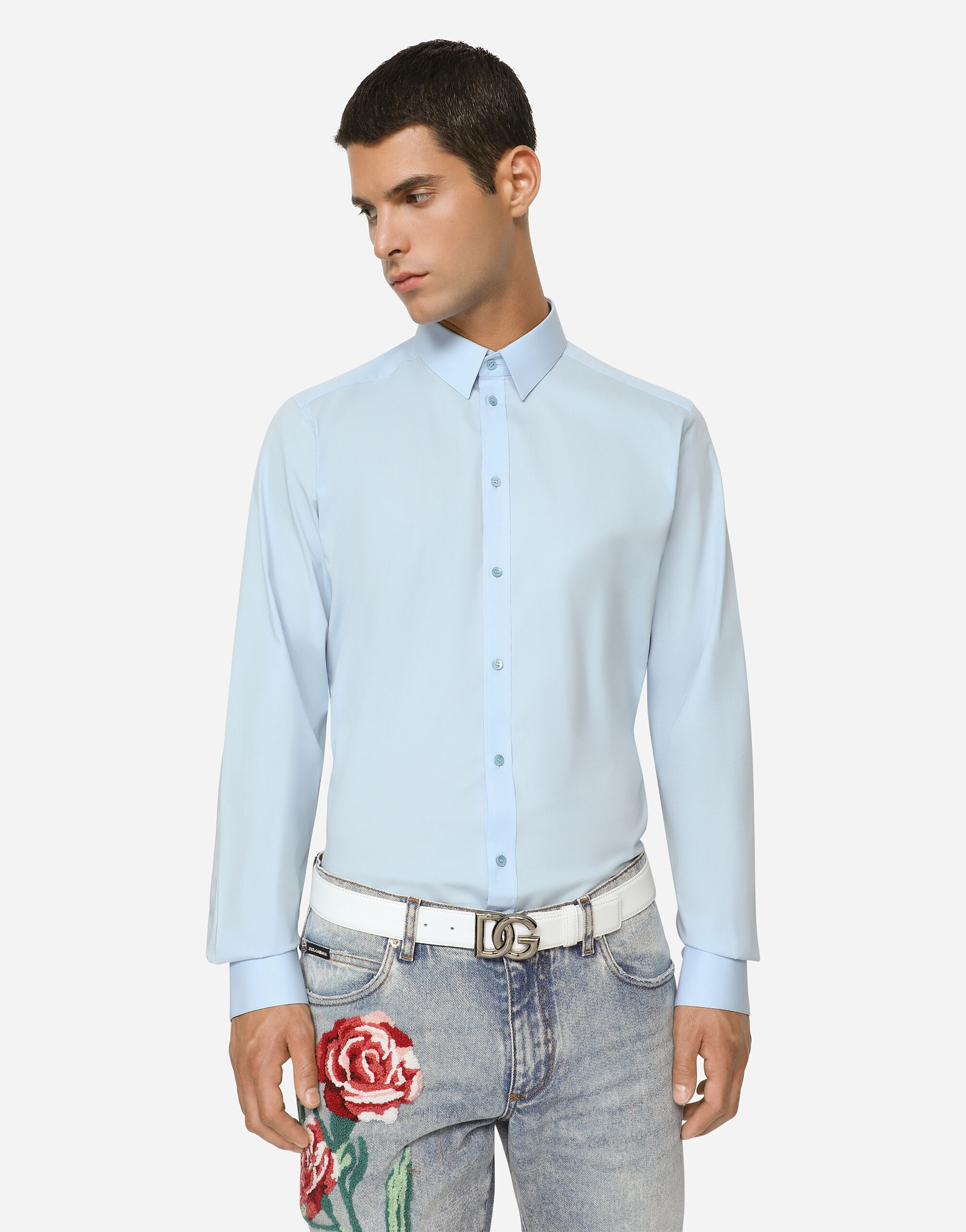 Chemise gold en coton stretch en Blanc pour homme Dolce Gabbana