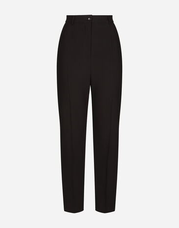 Dolce & Gabbana Pantalón de lana con banda de esmoquin en raso duquesa Negro FTAM0TGDBA8