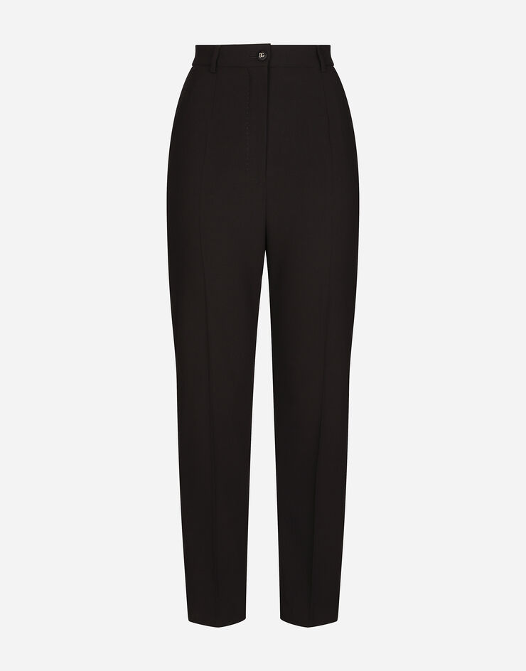 Dolce & Gabbana Pantalon en laine avec bande style smoking en duchesse Noir FTAM0TGDBA8