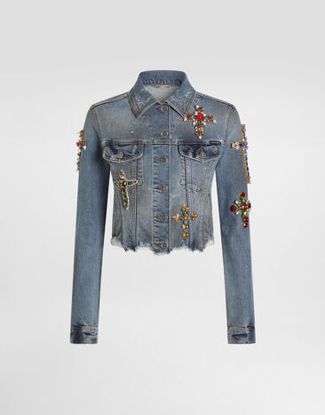 Dolce & Gabbana Denim jacket with embroidery Multicolor F9U67ZG8PG6