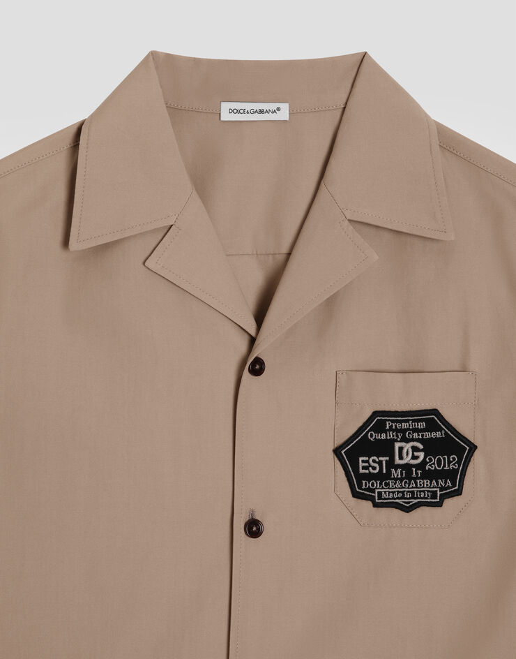 Dolce & Gabbana Poplin shirt with DG patch Beige L43S74G7P0L