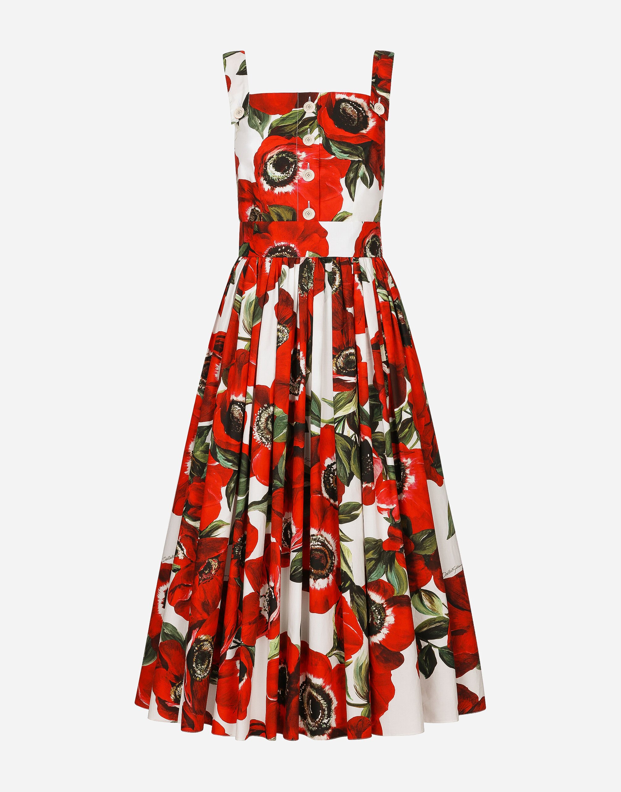 Dolce & Gabbana Cotton sun dress with anemone print Green BB7158AW437
