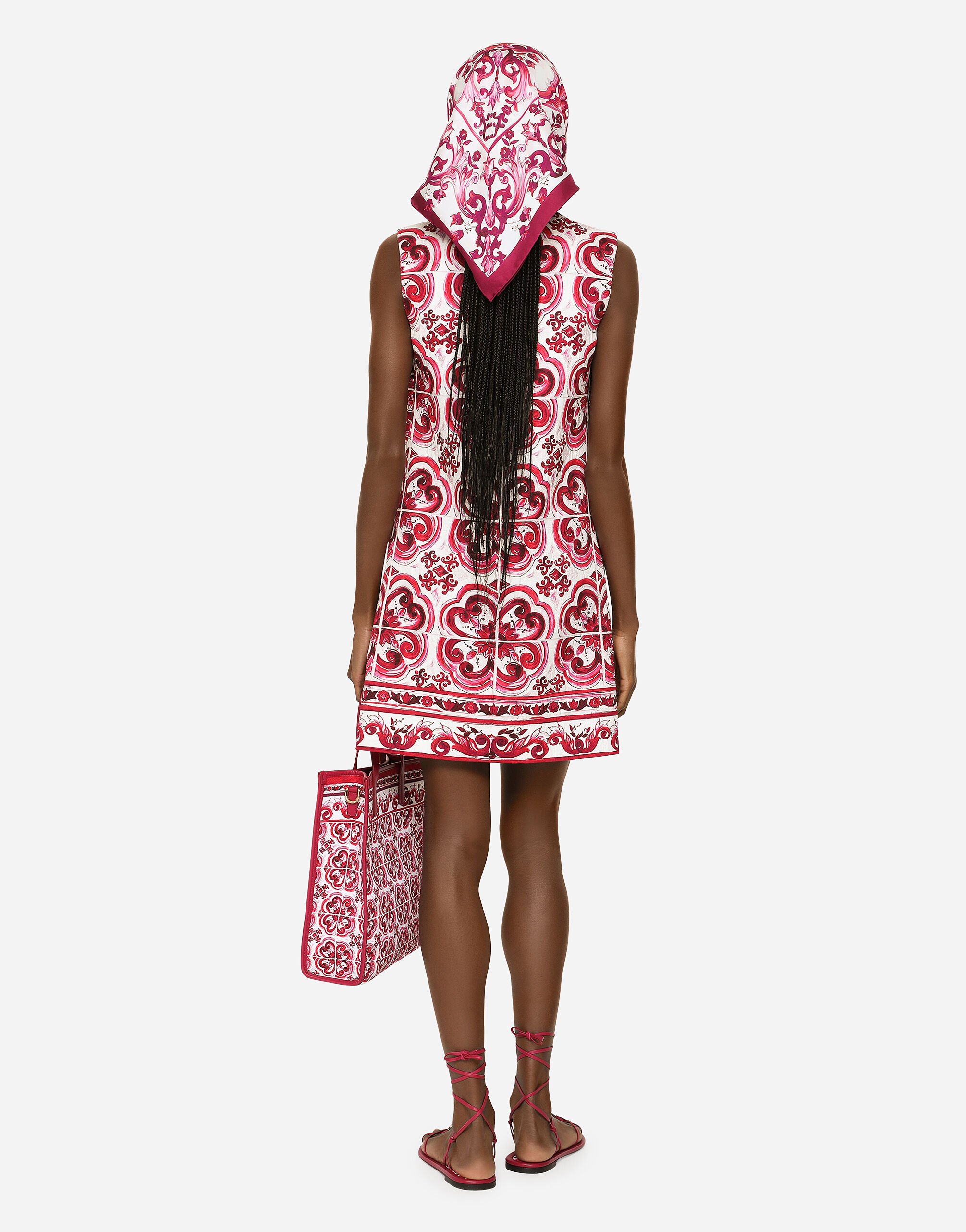 Short Majolica print brocade dress in Multicolor for Women
