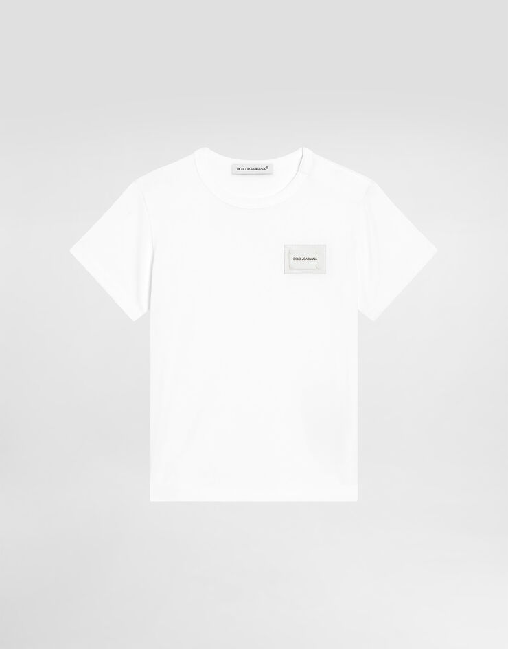 Dolce & Gabbana Camiseta de punto con placa del logo Blanco L1JT7TG7OLK