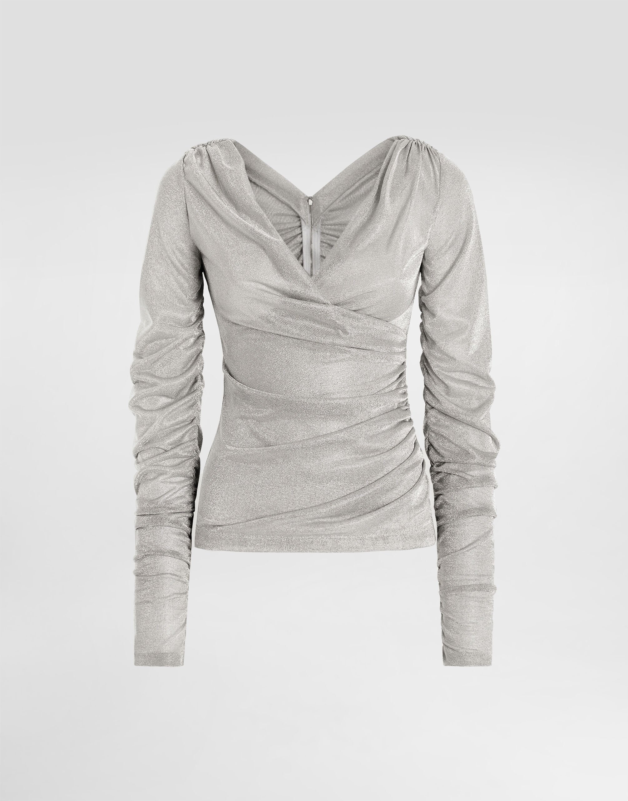 Lamé jersey top in Silver for Women | Dolce&Gabbana® US