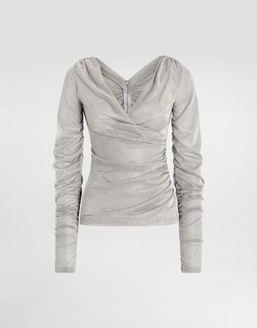 Dolce & Gabbana Lamé jersey top Silver F7AM5THU7WC