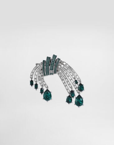 Dolce & Gabbana دبوس بروش زهور بأحجار راين Green WPR7S1W1111