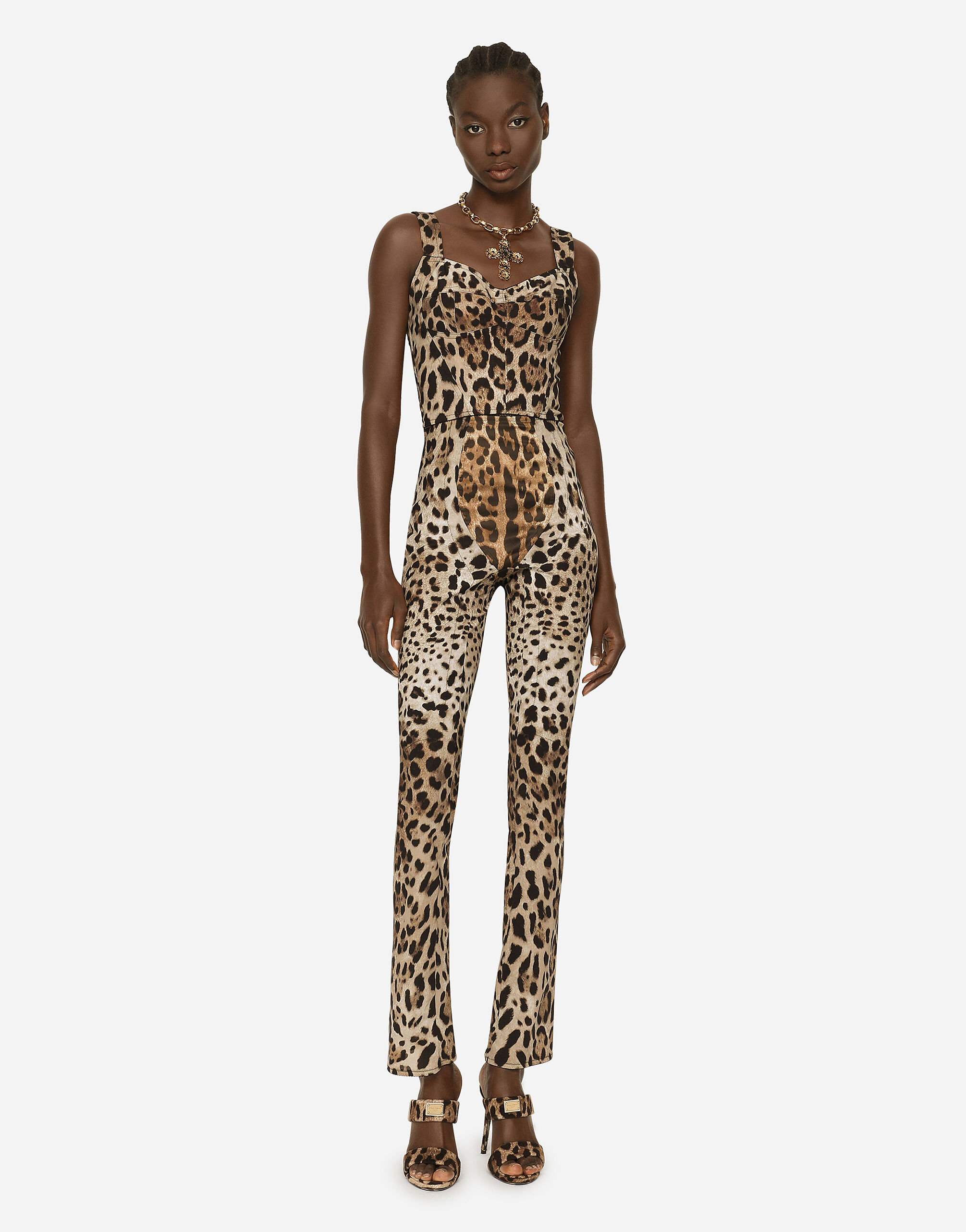 KIM DOLCE&GABBANA Leopard-print marquisette pants in Animal Print for Women  | Dolce&Gabbana® US