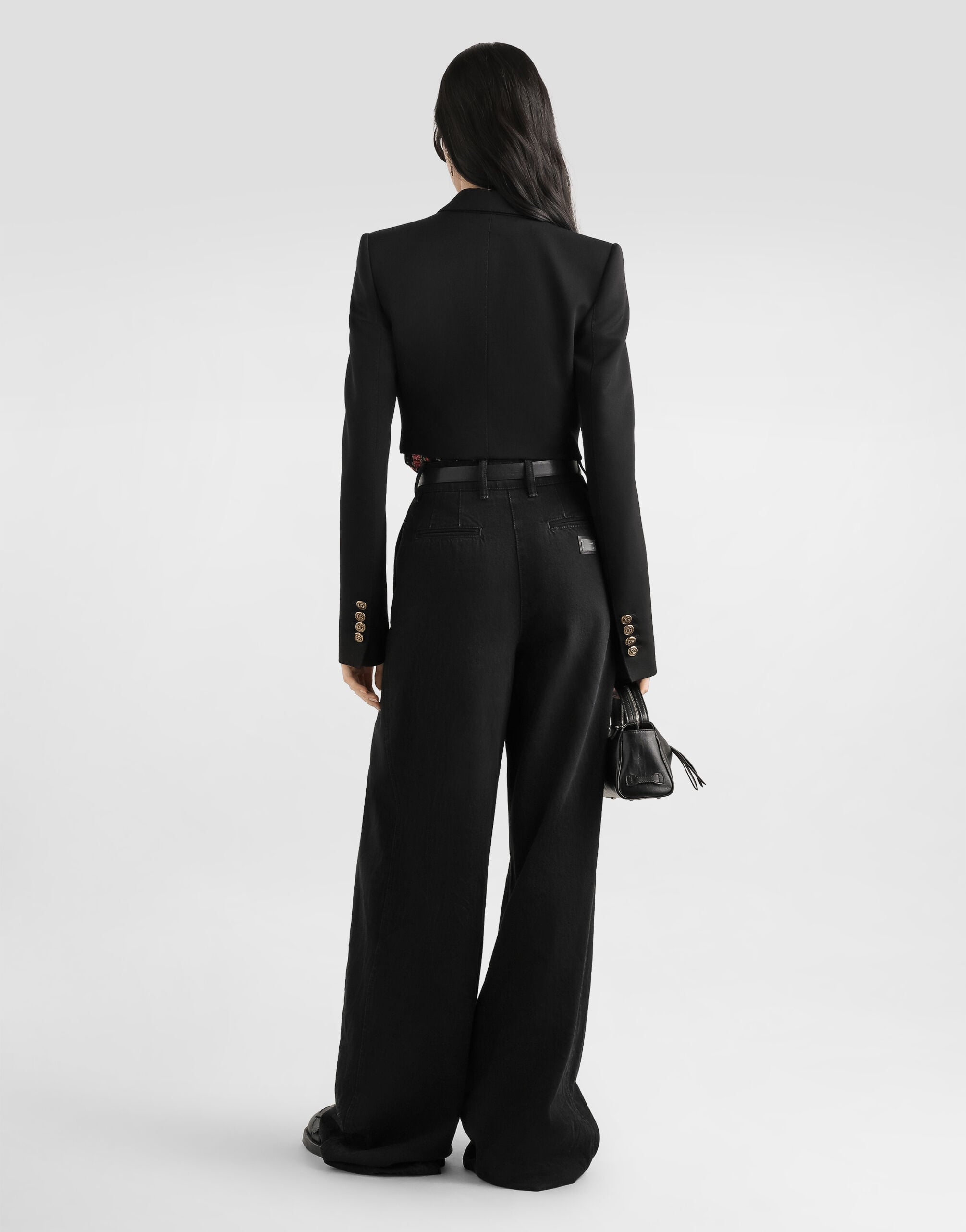 Double-breasted jacket in wool gabardine