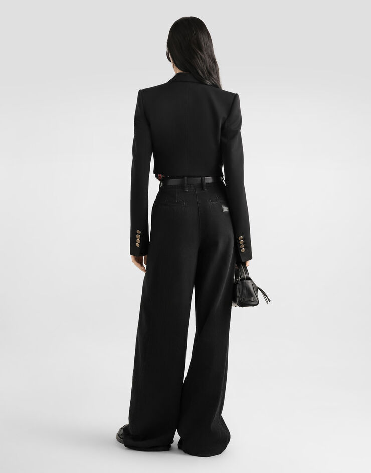 Dolce & Gabbana Double-breasted jacket in wool gabardine Black F299YTFU2OW