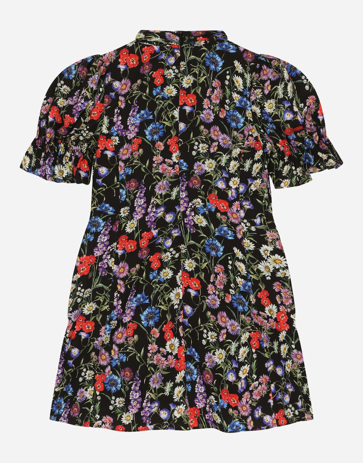 DolceGabbanaSpa Short-sleeved charmeuse dress Multicolor L53DO3FSA1E