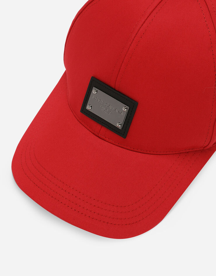 Dolce & Gabbana Cotton baseball cap with logo tag бордо GH590AGF421