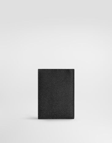 Dolce & Gabbana Calfskin passport holder with logo tag Black BP2215AG219