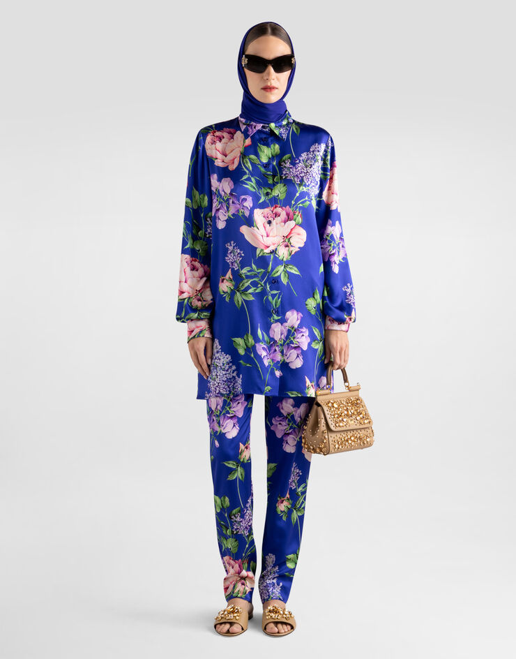 Dolce & Gabbana Rose-print satin vanity trousers Dolce & Gabbana Rose-print satin vanity trousers Multicolor I3J78WIS11C