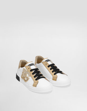Dolce & Gabbana Sneakers in nappa calfskin and laminated dauphine leather White D11357AD780