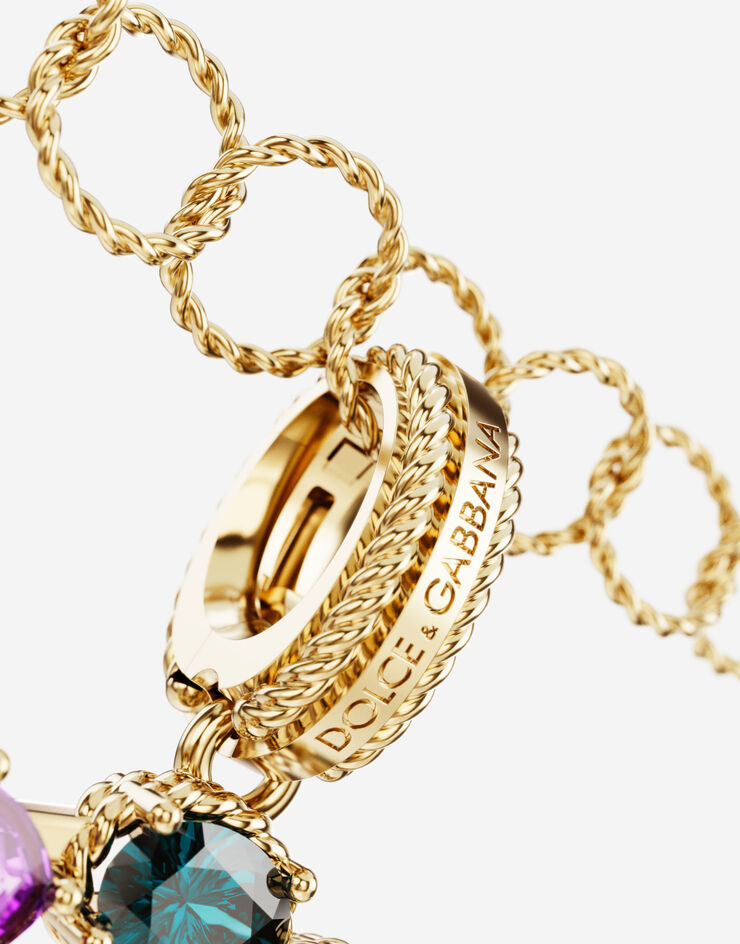 Dolce & Gabbana Rainbow alphabet G 18 kt yellow gold charm with multicolor fine gems Gold WANR2GWMIXG