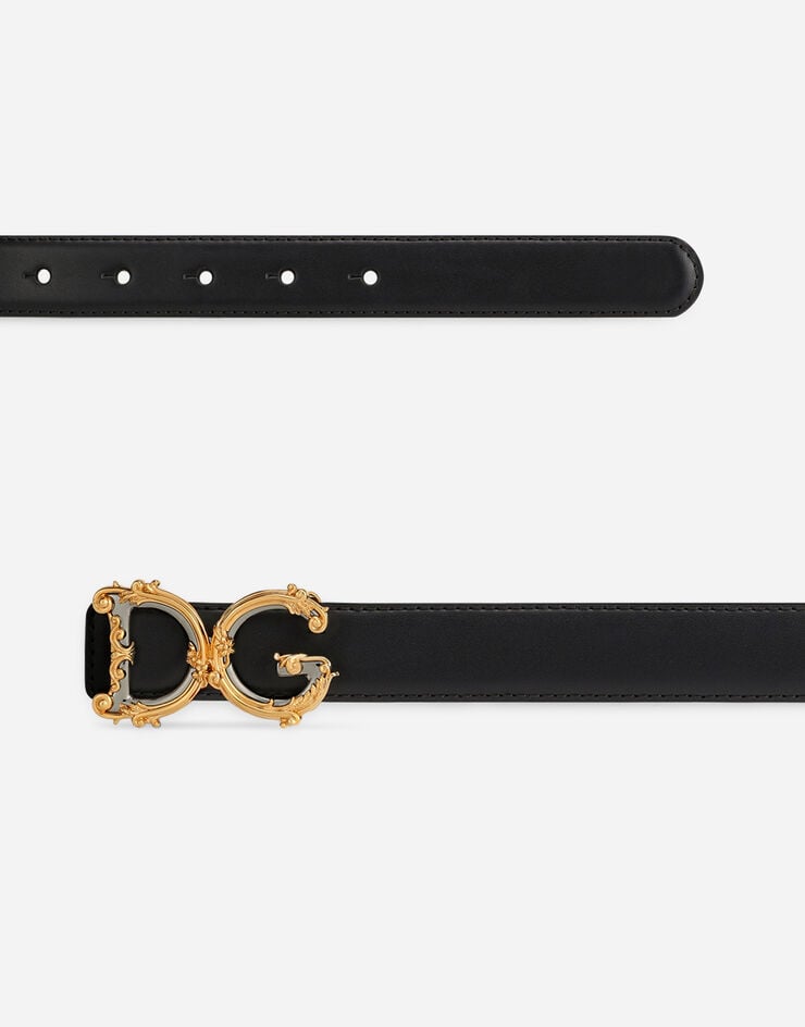 Dolce & Gabbana Ceinture en cuir de veau avec logo Noir BE1348AZ831