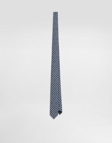 Dolce & Gabbana Martini tie with jacquard micro-designs and logo Multicolor GT149EG0WU1