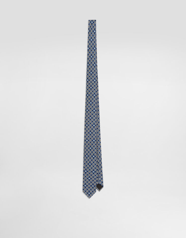 Dolce & Gabbana Martini tie with jacquard micro-designs and logo Multicolor GT149EG0WU1