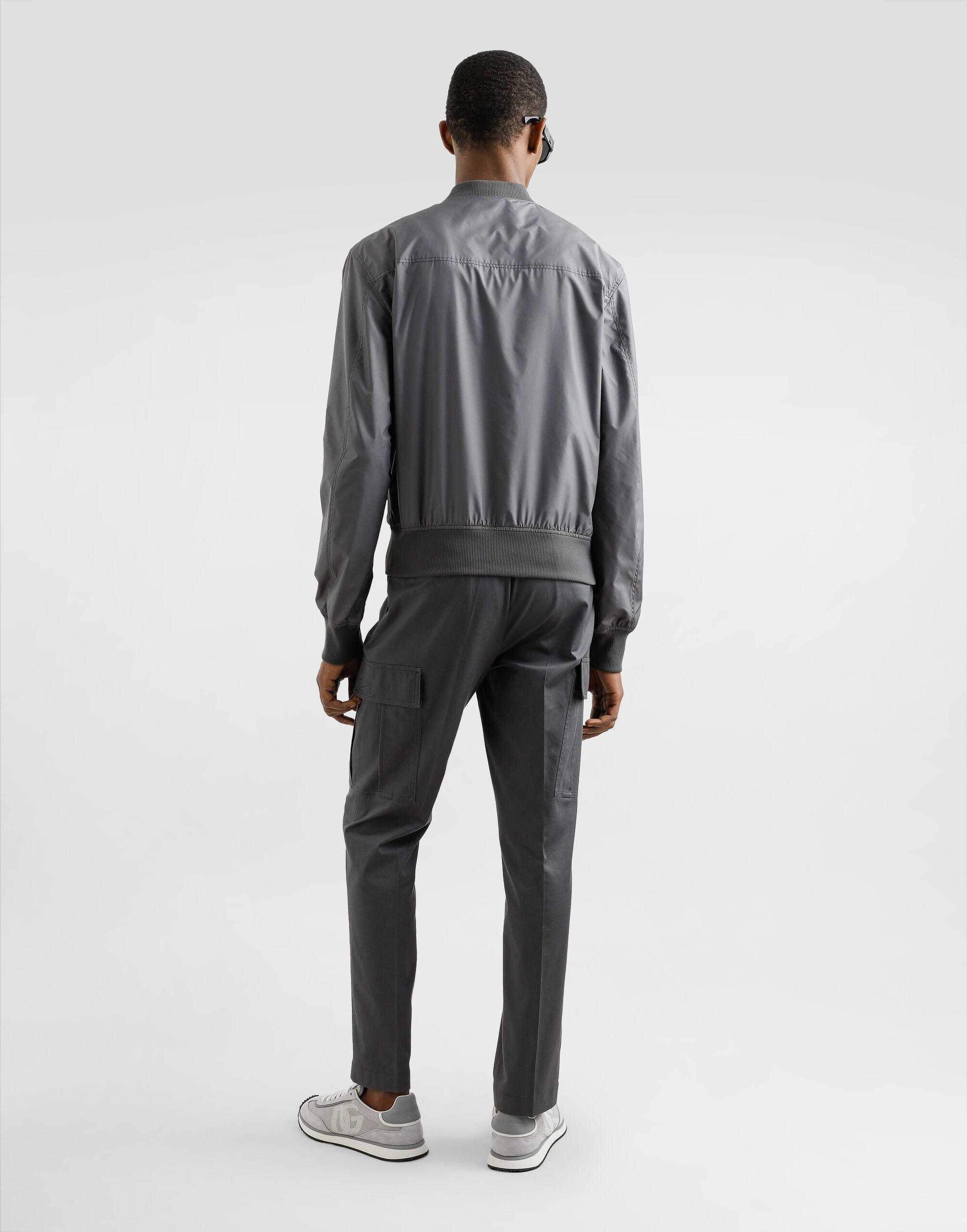 Technical fabric bomber jacket with tag in Grey for Men