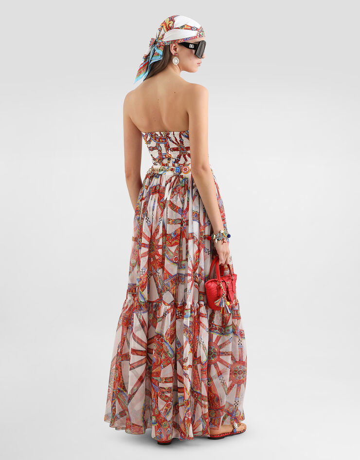 Dolce & Gabbana Carretto-print charmeuse top Multicolor F7BR9TIS136