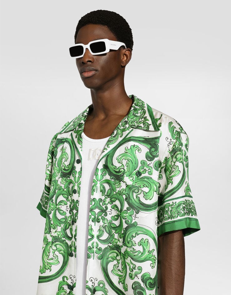 Dolce & Gabbana Silk twill Hawaiian shirt with majolica print Print G5JH9THI1S6
