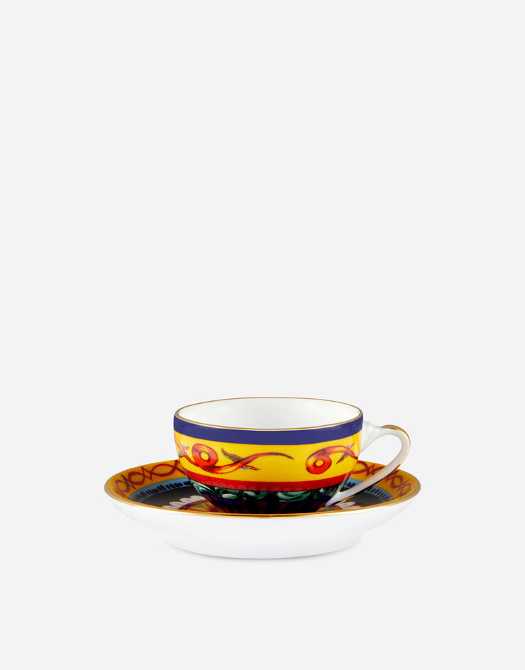 Dolce & Gabbana Tasse à Café avec Soucoupe en Porcelaine Multicolore TC0100TCA17