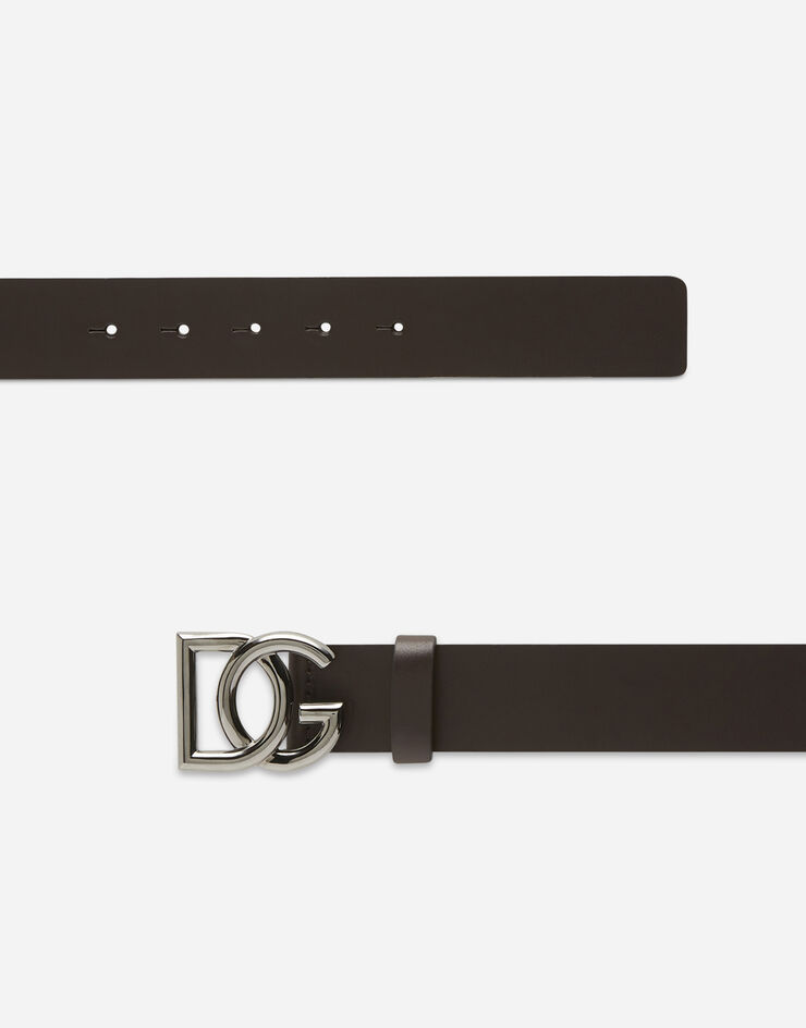 Dolce & Gabbana Leather belt with crossed DG logo BROWN BC4400AV479
