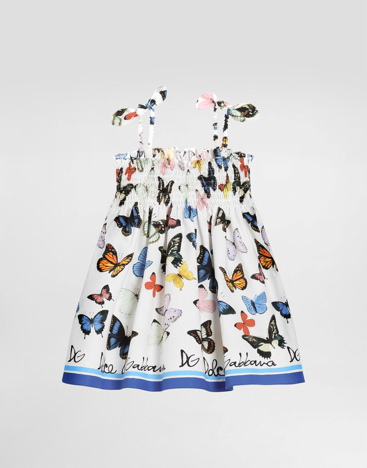 Dolce & Gabbana Kleid aus Popeline mit Schmetterlingsprint Print L24DE0FI5KS