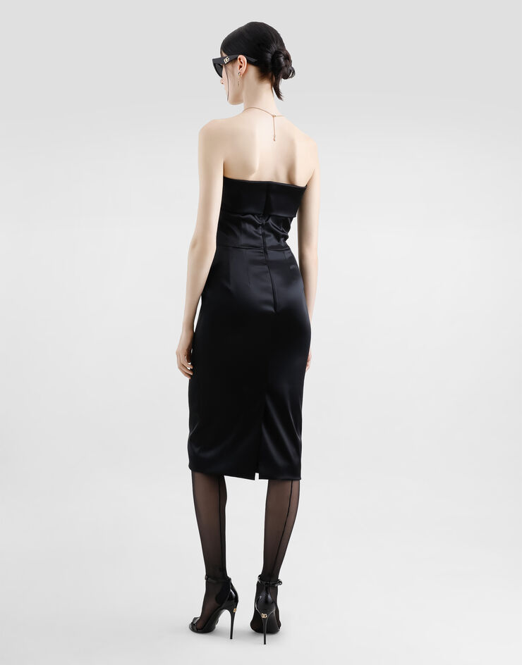 Dolce & Gabbana 缎布束身直筒中长连衣裙 黑 F6JNYTFURAD