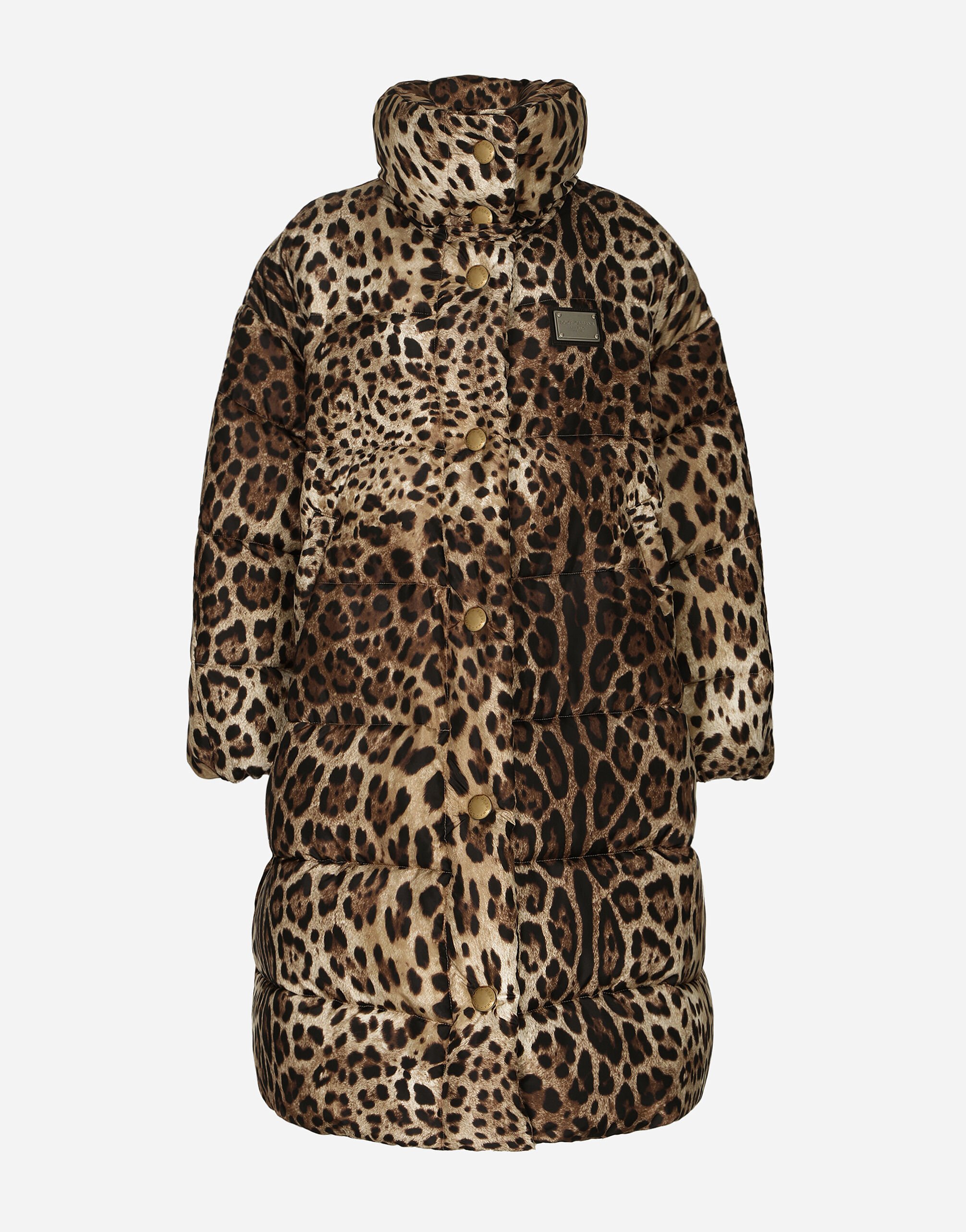 Dolce&Gabbana Long leopard-print nylon jacket Black F6DKITFU1AT
